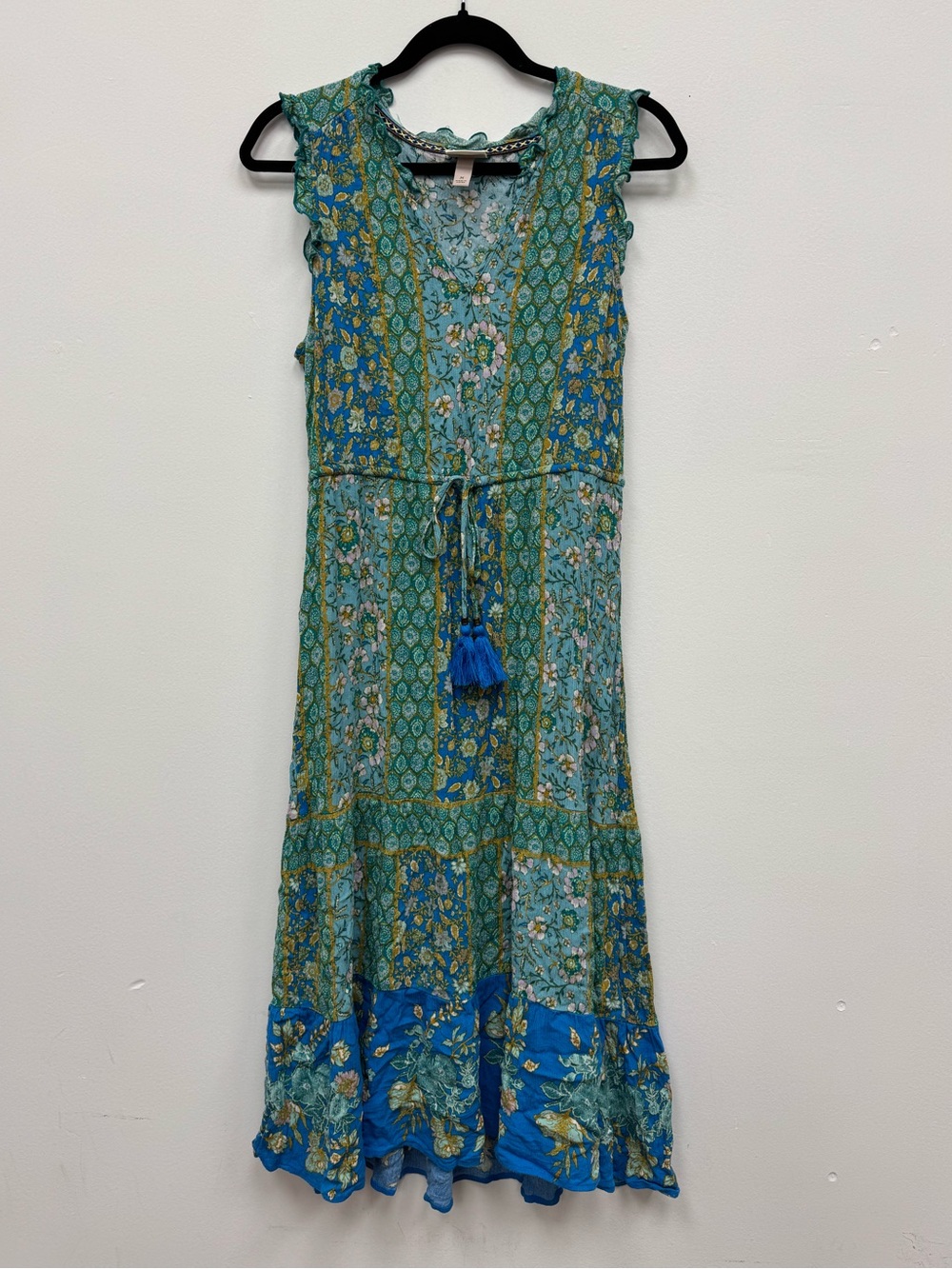 Knox Rose Green and Blue Floral Patchwork Maxi Dress